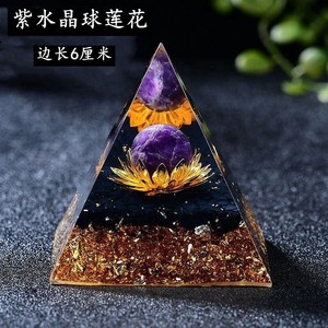 Hongzhuo Orgone Pyramid Healing Raw <strong>Stone</strong> Crystal Amethyst Lotus Pyramid Reiki Energy Generator <strong>Chakra</strong> Healing - Product Image 1
