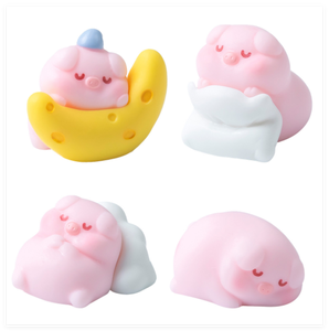 Mini estatuilla de jardín 3D para niños, Parche de almohada de estrella, Luna y nube, animales de cerdo durmientes, venta al por mayor, bolsa ciega, cápsula, juguetes pequeños de resina - Product Image 3