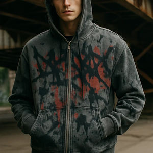 Sudadera con capucha de gran tamaño lavada para hombre, tela desgastada, estampado de calavera Punk, ropa de calle en el pecho, estilo Vintage, otoño - Product Image 5