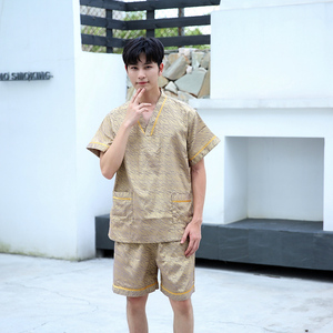 Hecho en China Traje de pantalones cortos con cuello en V de gran tamaño Sauna Baño de pies Uniforme Pareja Pijamas para el hogar Patrón plegable - Product Image 3