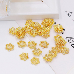 Gold Plated <b>Copper</b> Flower Bead Caps With Zircon Stones 8mm 12mm DIY Jewelry Findings For Necklace <b>Bracelet</b> Making - Product Image 2