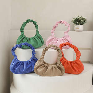 Hot selling women's fashionable handbag, pleated cloud <b>bag</b>, niche design, open new fashion handbag - Product Image 1