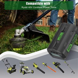 Xnjtg 40Volt 6000mAh thay thế pin cho <span class=keywords><strong>Ryobi</strong></span> 40V công cụ điện màu xanh lá cây <span class=keywords><strong>Lithium</strong></span> <span class=keywords><strong>Ion</strong></span> op4026 op40601 op4050a op4040 gói - Product Image 4