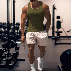 OEM <b>men</b> solid workout tank top custom logo thin fabric gym training <b>singlet</b> <b>for</b> european american summer market - Product Image 4