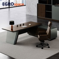 EGROspace Mobilier de Direction – Bureau Organisateur en Bois en Forme de L pour Directeur