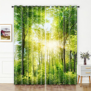 Arbre vert dans le sentier du soleil lumineux dans les montagnes Jungle Nature Forest Blackout Curtains/ - Product Image 1