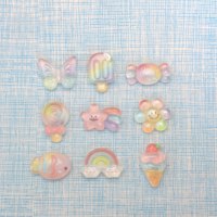 Decoración de Resina Plana con Diseño de Mariposa Arcoíris de Dibujos Animados Kawaii para Manualidades, Scrapbooking y Joyería