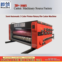 Machine d'impression flexographique à encre aqueuse 3 couleurs semi-automatique à alimentation par chaîne pour le rainurage et la découpe de boîtes en carton ondulé, équipement d'emballage