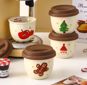 แก้วกาแฟเซรามิคลายการ์ตูนน่ารัก พร้อมฝาซิลิโคน แก้วเดินทางคู่รักสุดสร้างสรรค์ รับทำโลโก้ บรรจุภัณฑ์ของขวัญคริสต์มาส - Product Image 5