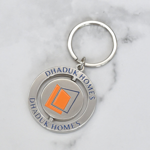 Free Design Custom Rotating Souvenir Keychain Gold Silver Metal Spinning Keychain