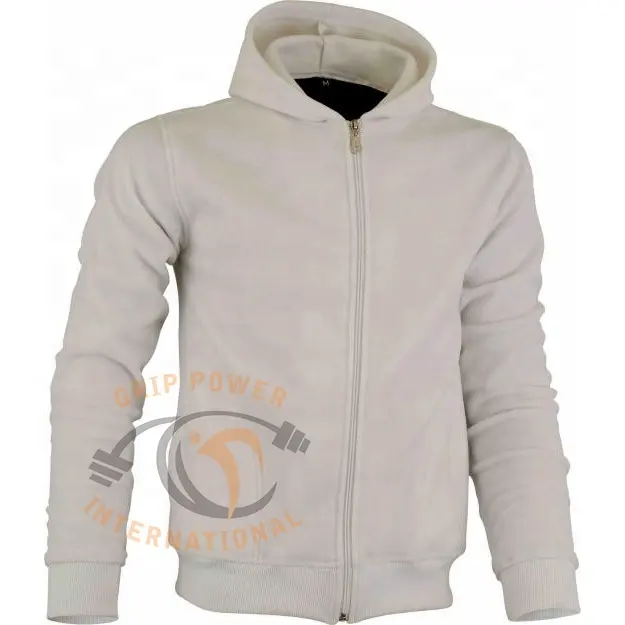 Áo Hoodie Nam Màu Trắng Trơn Có Khóa Kéo Thường Ngày Có Túi Trang Phục Thể Thao Unisex Áo Khoác Có Mũ Khóa Kéo Phía Trước