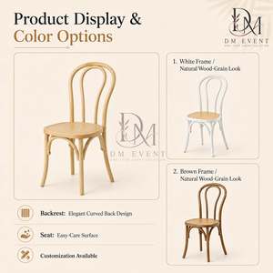 Chaise de mariage classique en bois courbé, chaise de salle à manger en bois pour restaurants, événements, banquets, locations événementielles et vente en gros - Product Image 3