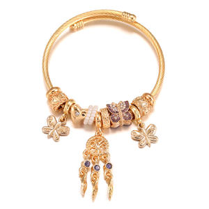 DIY Acero inoxidable <span class=keywords><strong>boca</strong></span> abierta brazalete mariposa atrapasueños encanto pulsera para mujeres niñas - Product Image 3