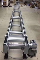Transportador de Palets de Aluminio de Doble Velocidad con Banda de Acero Inoxidable, Velocidad Ajustable Ascendente y Descendente, Línea de Ensamblaje en Bucle