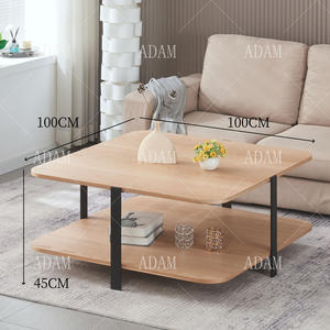Table basse moderne de luxe carrée en placage de chêne MDF pour le thé avec cadre en acier noir Meubles polyvalents Salon Maison Villa Cuisine Hall - Product Image 2