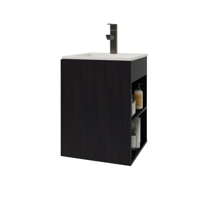 Froid 1-Door Bathroom Vanity 23In Dark Finish Modern Design Floor Standing With Ceramic Basin - Product Image 1