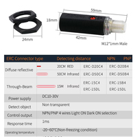 Infrarrojo NPN con conector Sensor de tela Detector de velocidad del vehículo Interruptor de sensor fotoeléctrico