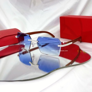 Gafas de Sol de Moda con Lentes Tallados 2026, Gafas de Sol Cuadradas sin Montura, Diseño de Marca de Lujo 2023, Gafas de Sol Vintage sin Montura con Pedrería - Product Image 4