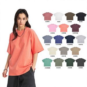 250g Women Streetwear Retro Washed Short Sleeve Loose Cotton T-Shirt Quick-Drying Breathable Summer T Shirts - Product Image 1