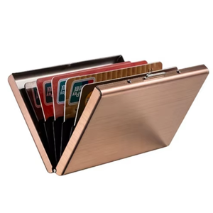 Portafoglio Porta Carte di Credito e Bancarie in Acciaio Inossidabile con Blocco RFID, Placcato Oro Rosa, Ultima Moda 2026, per Uomo e Donna - Product Image 1
