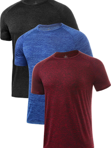 Ullnoy Lot de 3 T-shirts Homme Coupe Classique Séchage Rapide Respirant Anti-Transpiration en Jersey Manches Courtes Design Uni Sportif Noir/Noir Foncé - Product Image 1