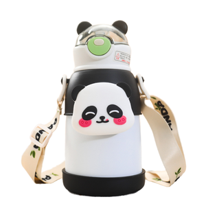 Cartoon Panda Design Portable 316 Stainless Steel Eco-friendly Boiling Water Safe Vacuum Insulated Tumbler <b>Straw</b> For Children's - Product Image 1
