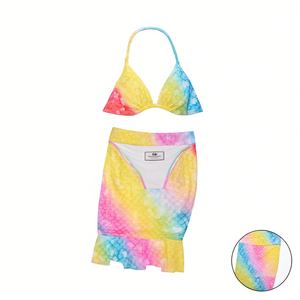 Costume da bagno intero HDJ con controllo pancia, scollo all'americana, stampa floreale e gonna, per bambine, taglie 4, 6, 8, 10, 12, 14 - Product Image 1