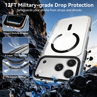 Étui de téléphone portable magnétique transparent antichoc de haute qualité avec protection de l'objectif et des touches en métal pour iPhone 17 18 Pro Max