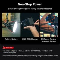 Lampe vidéo COB RC60B avec batterie et charge rapide Type-C PD, lampe vidéo LED bicolore portable - 4376 4247+4318
