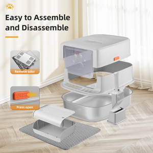 Extra große abnehmbare Katzen toilette Antihaft-Design mit hoher Seite Edelstahl und Kunststoffs chale Große Katzen toilette - Product Image 5