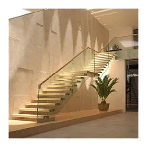 Escalier flottant personnalisé de qualité supérieure, colonne d'escalier en bois, fournisseur moderne de chine