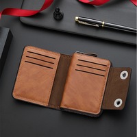Nouveau portefeuille court pour homme, ample, à double boucle, grande capacité, multifonctionnel, pour permis de conduire et cartes de loisirs
