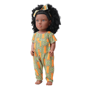 Poupée africaine noire en plastique de 18 pouces en gros, jouet éducatif personnalisé de haute qualité, écologique et souple pour filles, à faire soi-même - Product Image 3