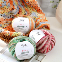 OEM/ODM Wholesale Wool Cotton Yarn Space Dyed Multicolor Soft Hand Knitting Crochet DIY Scarf Shawl Yarn Ball