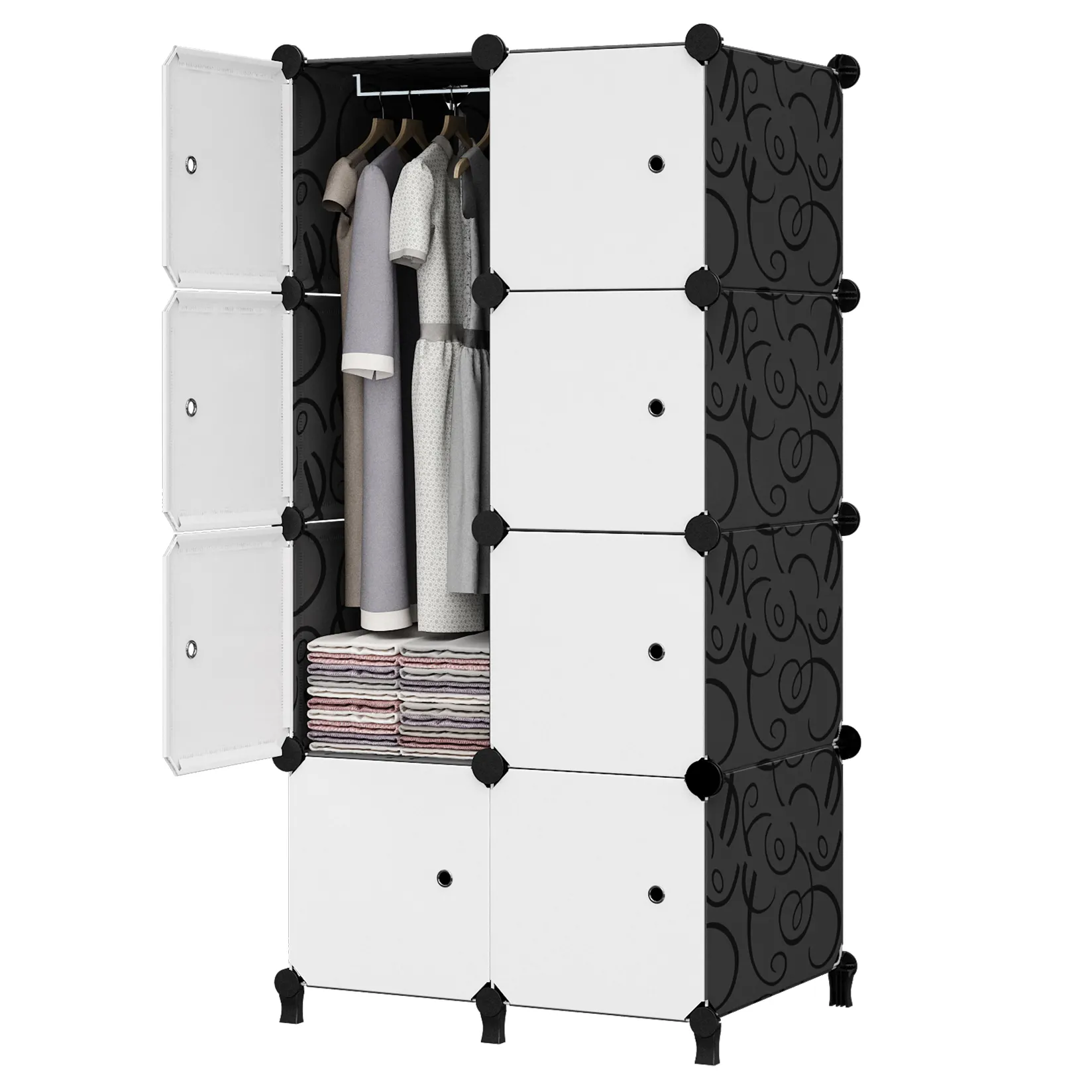 Black Eight-grid High-quality Diy Cartoon Simple Modern Plastic Wardrobe Cabinet