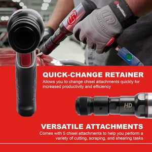 Kit de martillo neumático Ingersoll Rand de 3 pulgadas de carrera con 5 accesorios de cincel para uso intensivo - Product Image 3