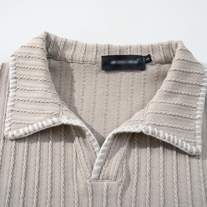 <span class=keywords><strong>Polo</strong></span> da <span class=keywords><strong>Uomo</strong></span> Trendy a Maniche Lunghe in Maglia Traspirante con Colletto, Tinta Unita, Texture a Costine, Trattamento Anti-Piega - Product Image 3