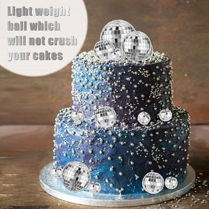 12 pièces de décorations de gâteau en forme de boule disco 4D argentées, différentes tailles, décorations de gâteau en forme de boule disco 4D, fournitures pour fête d'anniversaire vintage des années 70, SP302 - Product Image 4