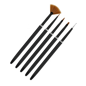 Stylo de dessin de peinture en gel de nylon avec logo personnalisé Stylo de sculpture de fleurs en acier 5pcs Nail Art Pinceaux Stylo de peinture - Product Image 4