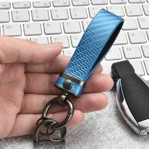 Großhandel Maßgefertigte Porte-Cles-Cuir PU-Leder Schlüsselanhänger Luxus <span class=keywords><strong>D</strong></span>-Ring Schlüsselring Carbon-Faser Auto-Schlüsselanhänger-Set Geschenk für Männer und Frauen - Product Image 3