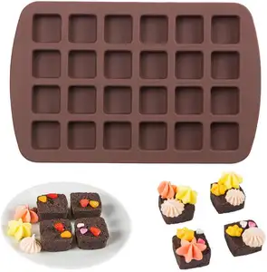 Оптовая продажа, 24 полости, форма для квадратных конфет, силиконовая форма «сделай сам» для шоколадных трюфелей, желе, пудинга, конфет, шоколада, силиконовые формы