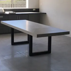 Mesa de jantar mesa de pedra de concreto simples e moderno ao ar livre villa Nordic restaurante engenharia personalizada mesa longa mesa