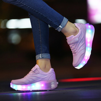 Chaussures à roulettes LED tendance, basses, à deux roues rétractables, chaussures de sport décontractées pour enfants, chaussures à roulettes pour enfants d'extérieur, taille 27-41