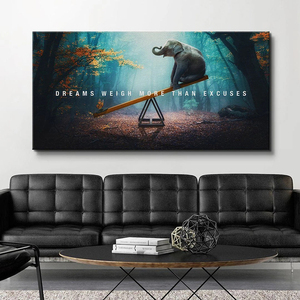 Cuadros Decorativos <span class=keywords><strong>de</strong></span> Pared con Elefantes Africanos Motivacionales, '<span class=keywords><strong>Los</strong></span> Sueños Pesa Más que las Excusas', para Decoración del Hogar, Decoración <span class=keywords><strong>de</strong></span> Habitaciones Infantiles, Lienzo - Product Image 2