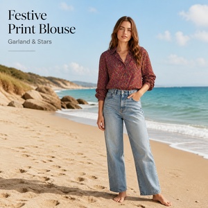 Camicetta da <span class=keywords><strong>Donna</strong></span> <span class=keywords><strong>Bordeaux</strong></span> con Collo Verde Arricciato, Polsini Smock, Colletto Rovesciato, Vestibilità Comoda, Bottoni Frontali - Product Image 3