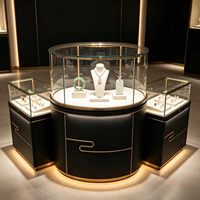 Ensemble de présentoirs pour bijoux avec éclairage LED, écologiques et durables, noirs