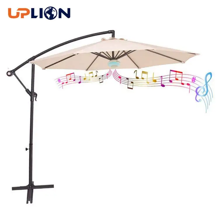 Uplion Outdoor Parasol Popular Patio Umbrella With Blue Tooth Speaker Banana Sun Umbrella Parasol