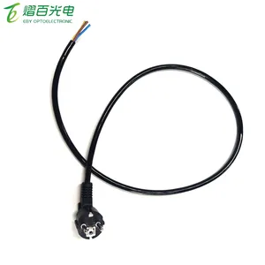 PU Jacket VDE Standard AC Cable Euro 3 Pin Connector with Stripped Cord Cable