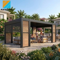 Pergola extérieure imperméable IP65, motorisée, en aluminium, avec toit à lamelles motorisées et télécommande