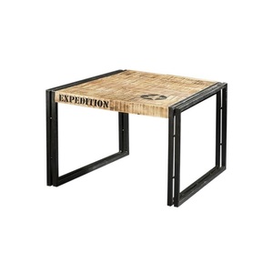Table basse carrée en bois avec pieds en métal, design rustique moderne, durable et facile à nettoyer, meubles de salon - Product Image 2